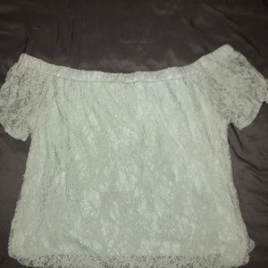 XL off the shoulder Lace green top